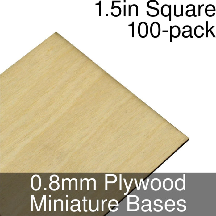 Miniature Bases, Square, 1.5inch, 0.8mm Plywood (100)-Miniature Bases-LITKO Game Accessories