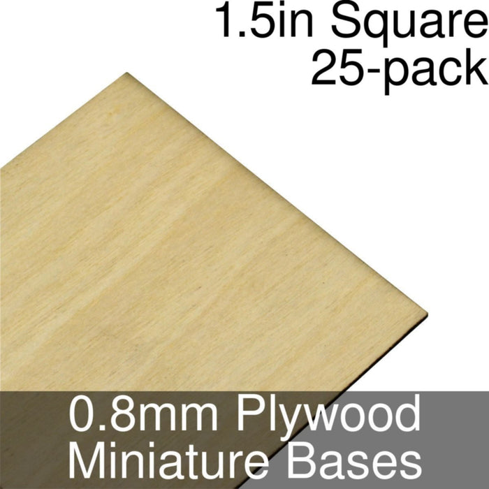 Miniature Bases, Square, 1.5inch, 0.8mm Plywood (25)-Miniature Bases-LITKO Game Accessories