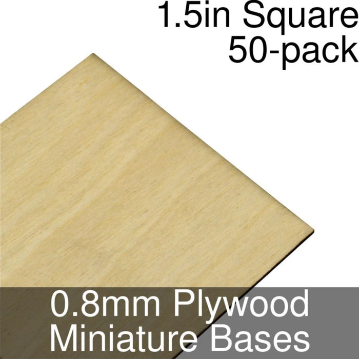 Miniature Bases, Square, 1.5inch, 0.8mm Plywood (50)-Miniature Bases-LITKO Game Accessories