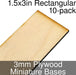 Miniature Bases, Rectangular, 1.5x3inch, 3mm Plywood (10)-Miniature Bases-LITKO Game Accessories