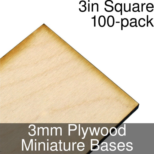 Miniature Bases, Square, 3inch, 3mm Plywood (100)-Miniature Bases-LITKO Game Accessories
