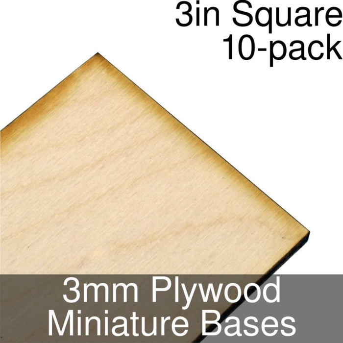 Miniature Bases, Square, 3inch, 3mm Plywood (10) - LITKO Game Accessories