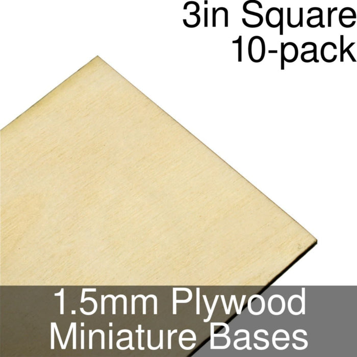 Miniature Bases, Square, 3inch, 1.5mm Plywood (10)-Miniature Bases-LITKO Game Accessories