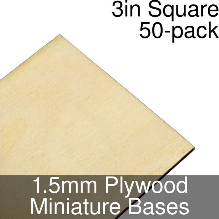 Miniature Bases, Square, 3inch, 1.5mm Plywood (50)-Miniature Bases-LITKO Game Accessories