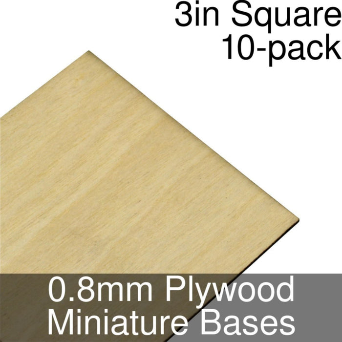 Miniature Bases, Square, 3inch, 0.8mm Plywood (10) - LITKO Game Accessories