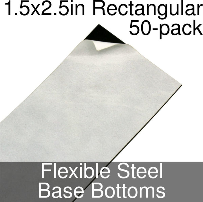 Miniature Base Bottoms, Rectangular, 1.5x2.5inch, Flexible Steel (50) - LITKO Game Accessories