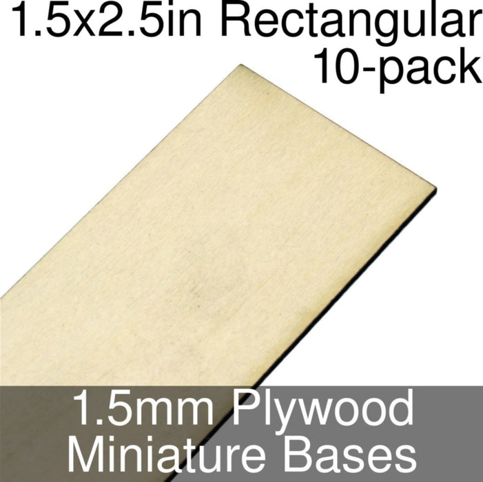 Miniature Bases, Rectangular, 1.5x2.5inch, 1.5mm Plywood (10)-Miniature Bases-LITKO Game Accessories