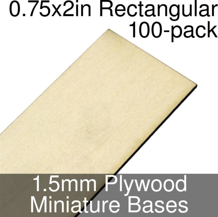 Miniature Bases, Rectangular, 0.75x2inch, 1.5mm Plywood (100)-Miniature Bases-LITKO Game Accessories