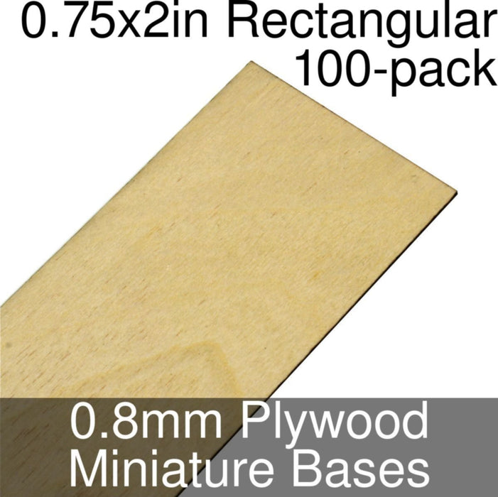 Miniature Bases, Rectangular, 0.75x2inch, 0.8mm Plywood (100)-Miniature Bases-LITKO Game Accessories