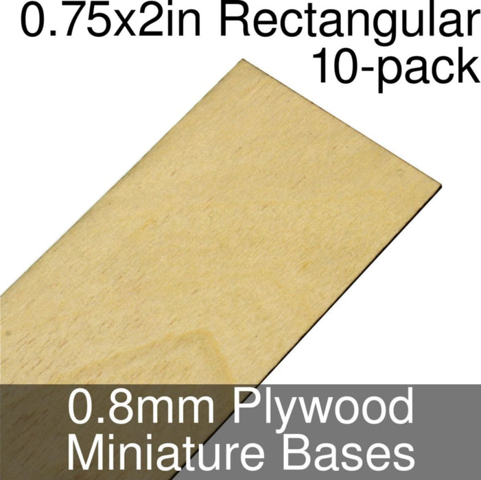 Miniature Bases, Rectangular, 0.75x2inch, 0.8mm Plywood (10)-Miniature Bases-LITKO Game Accessories
