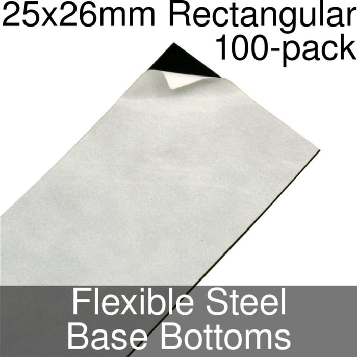 Miniature Base Bottoms, Rectangular, 25x26mm, Flexible Steel (100) - LITKO Game Accessories