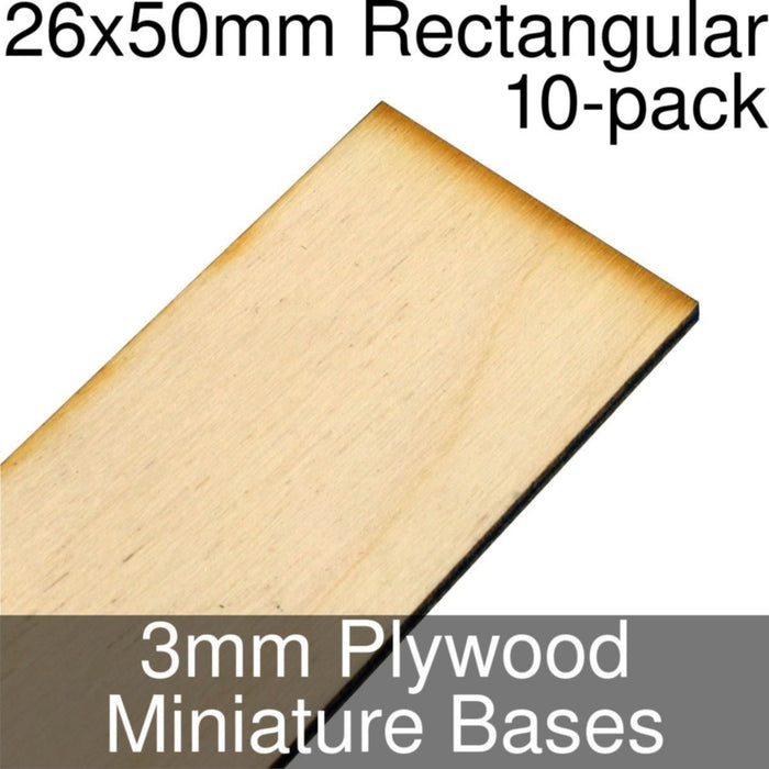 Miniature Bases, Rectangular, 26x50mm, 3mm Plywood (10)-Miniature Bases-LITKO Game Accessories