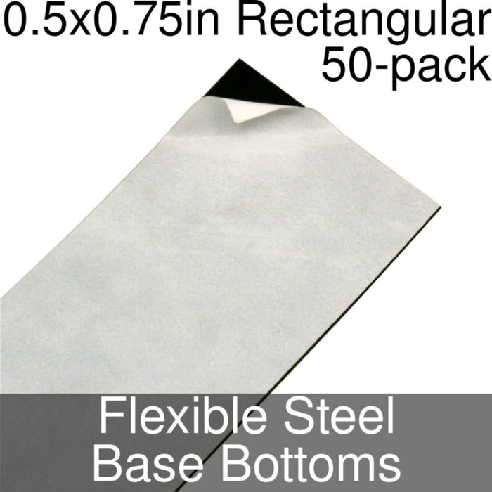 Miniature Base Bottoms, Rectangular, 0.5x0.75inch, Flexible Steel (50) - LITKO Game Accessories