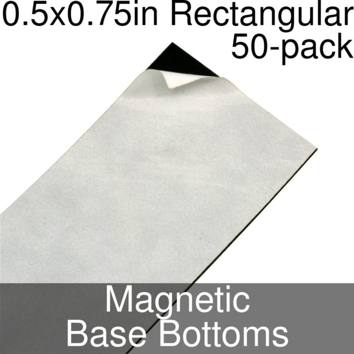 Miniature Base Bottoms, Rectangular, 0.5x0.75inch, Magnet (50)-Miniature Bases-LITKO Game Accessories