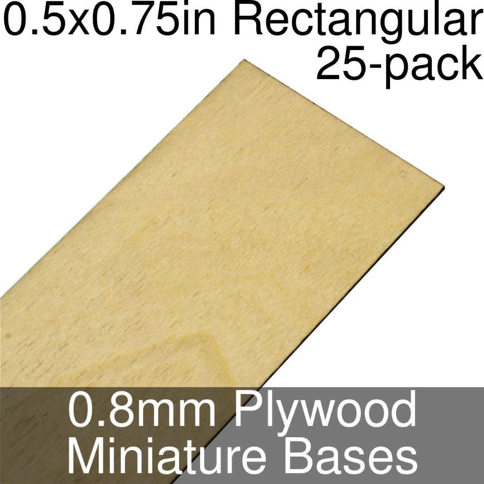 Miniature Bases, Rectangular, 0.5x0.75inch, 0.8mm Plywood (25) - LITKO Game Accessories