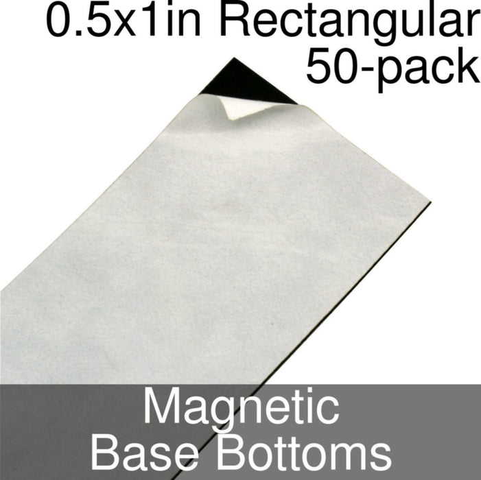 Miniature Base Bottoms, Rectangular, 0.5x1inch, Magnet (50)-Miniature Bases-LITKO Game Accessories