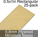 Miniature Bases, Rectangular, 0.5x1inch, 0.8mm Plywood (25)-Miniature Bases-LITKO Game Accessories