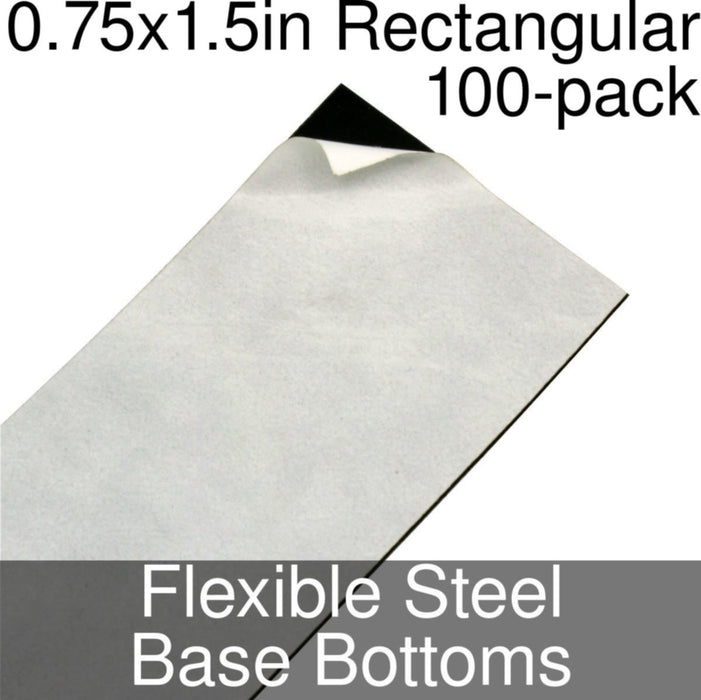 Miniature Base Bottoms, Rectangular, 0.75x1.5inch, Flexible Steel (100) - LITKO Game Accessories
