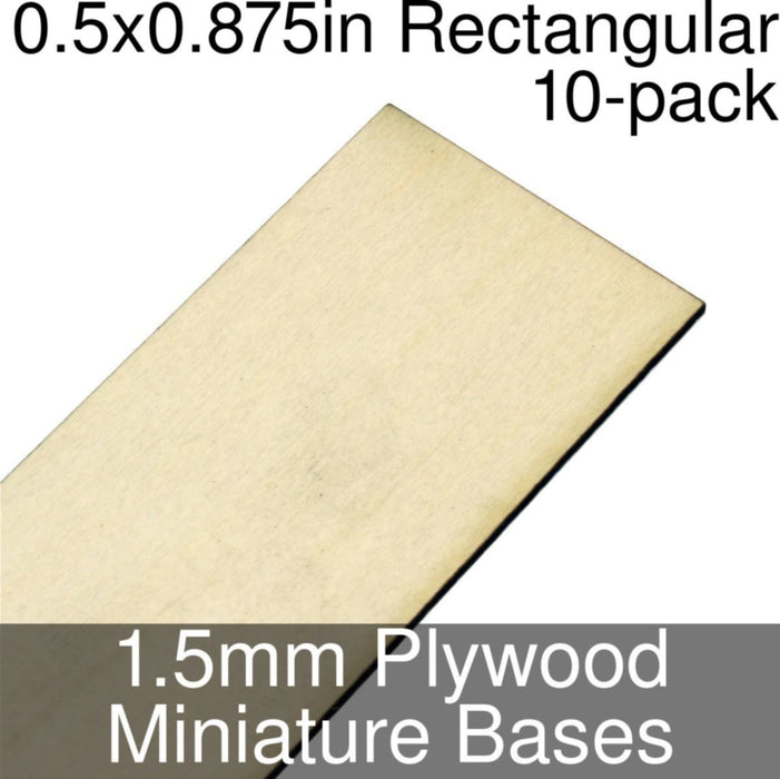 Miniature Bases, Rectangular, 0.5x0.875inch, 1.5mm Plywood (10)-Miniature Bases-LITKO Game Accessories