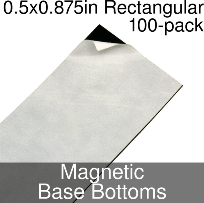 Miniature Base Bottoms, Rectangular, 0.5x0.875inch, Magnet (100)-Miniature Bases-LITKO Game Accessories