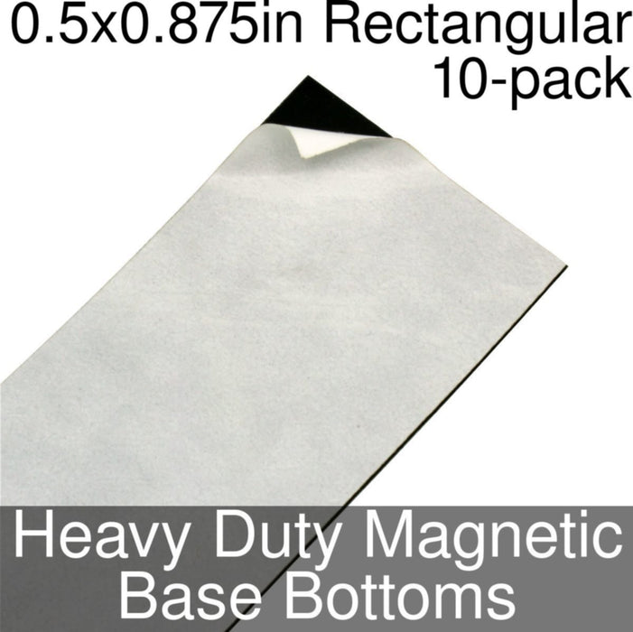 Miniature Base Bottoms, Rectangular, 0.5x0.875inch, Heavy Duty Magnet (10)-Miniature Bases-LITKO Game Accessories