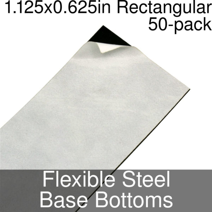 Miniature Base Bottoms, Rectangular, 1.125x0.625inch, Flexible Steel (50) - LITKO Game Accessories