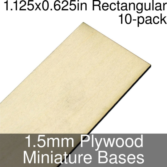 Miniature Bases, Rectangular, 1.125x0.625inch, 1.5mm Plywood (10)-Miniature Bases-LITKO Game Accessories