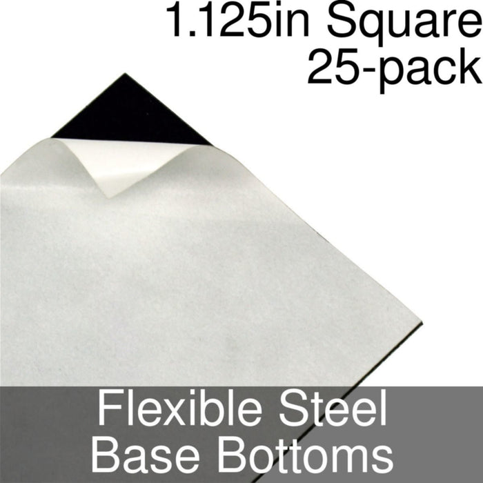 Miniature Base Bottoms, Square, 1.125inch, Flexible Steel (25) - LITKO Game Accessories