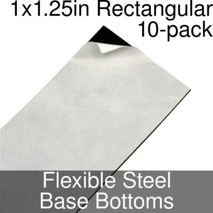 Miniature Base Bottoms, Rectangular, 1x1.25inch, Flexible Steel (10) - LITKO Game Accessories