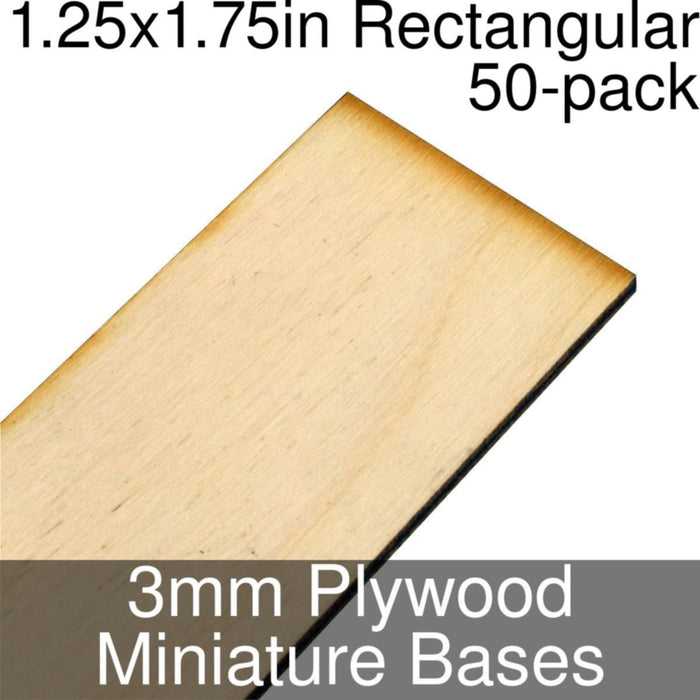 Miniature Bases, Rectangular, 1.25x1.75inch, 3mm Plywood (50)-Miniature Bases-LITKO Game Accessories