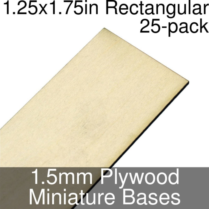 Miniature Bases, Rectangular, 1.25x1.75inch, 1.5mm Plywood (25)-Miniature Bases-LITKO Game Accessories