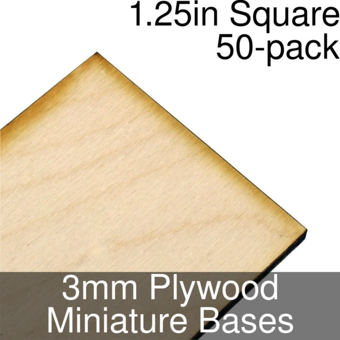 Miniature Bases, Square, 1.25inch, 3mm Plywood (50)-Miniature Bases-LITKO Game Accessories