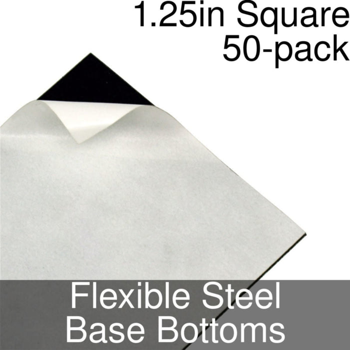 Miniature Base Bottoms, Square, 1.25inch, Flexible Steel (50)-Miniature Bases-LITKO Game Accessories