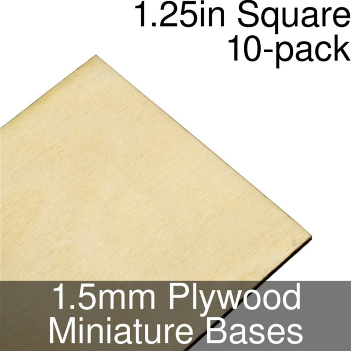 Miniature Bases, Square, 1.25inch, 1.5mm Plywood (10)-Miniature Bases-LITKO Game Accessories