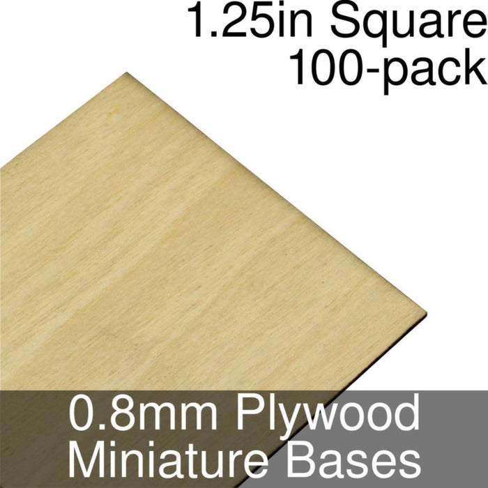 Miniature Bases, Square, 1.25inch, 0.8mm Plywood (100)-Miniature Bases-LITKO Game Accessories