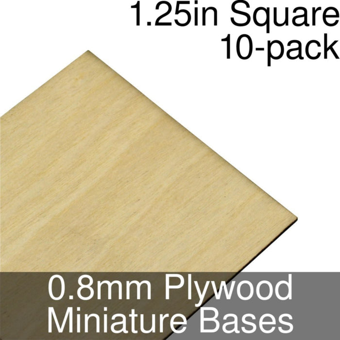 Miniature Bases, Square, 1.25inch, 0.8mm Plywood (10)-Miniature Bases-LITKO Game Accessories