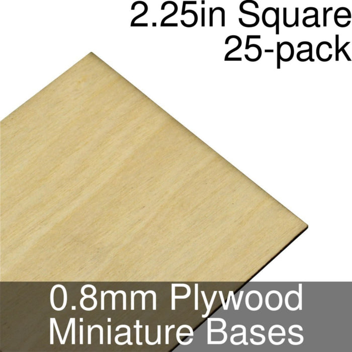 Miniature Bases, Square, 2.25inch, 0.8mm Plywood (25)-Miniature Bases-LITKO Game Accessories