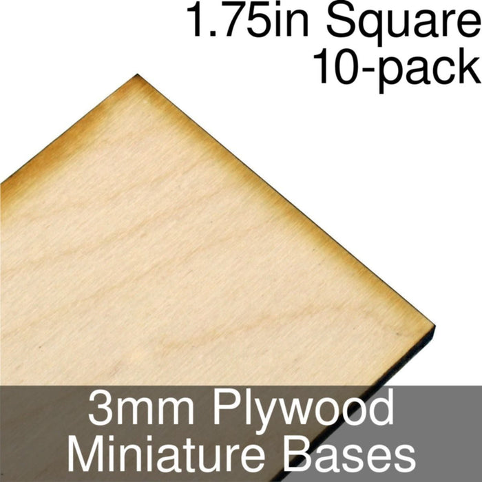Miniature Bases, Square, 1.75inch, 3mm Plywood (10)-Miniature Bases-LITKO Game Accessories