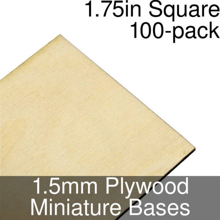 Miniature Bases, Square, 1.75inch, 1.5mm Plywood (100) - LITKO Game Accessories