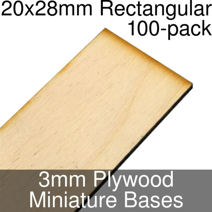 Miniature Bases, Rectangular, 20x28mm, 3mm Plywood (100)-Miniature Bases-LITKO Game Accessories