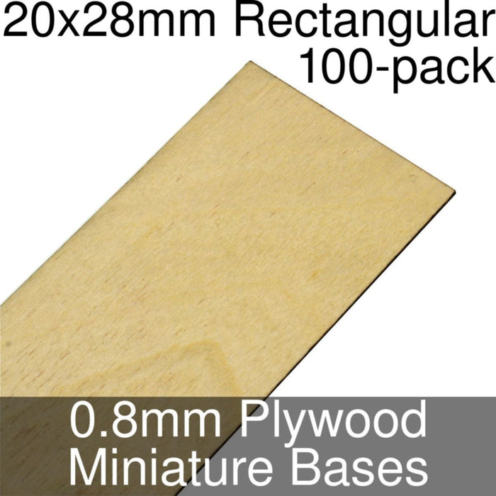 Miniature Bases, Rectangular, 20x28mm, 0.8mm Plywood (100)-Miniature Bases-LITKO Game Accessories
