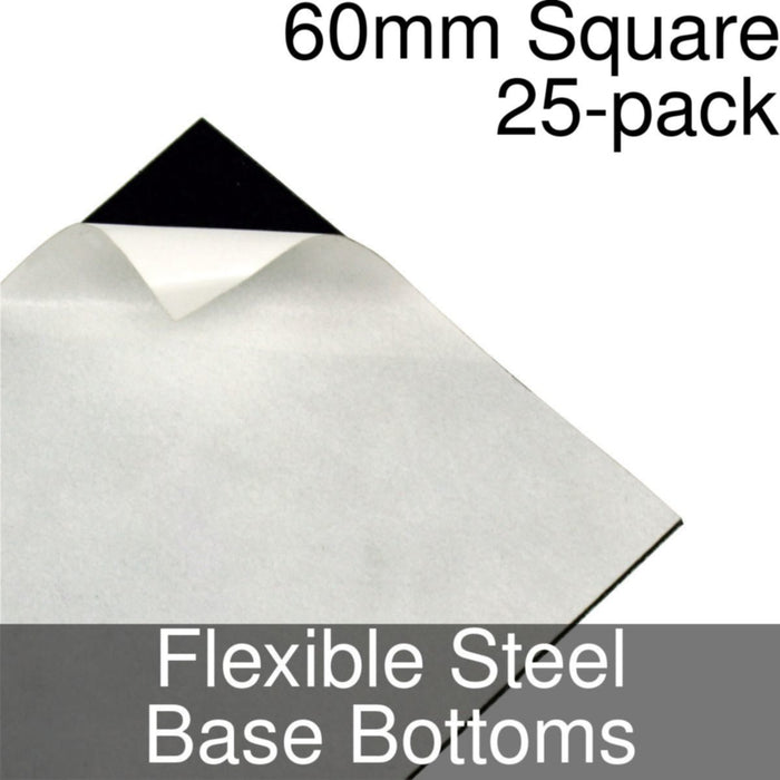 Miniature Base Bottoms, Square, 60mm, Flexible Steel (25) - LITKO Game Accessories