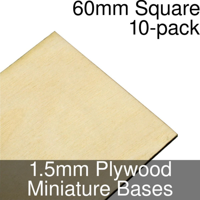 Miniature Bases, Square, 60mm, 1.5mm Plywood (10)-Miniature Bases-LITKO Game Accessories