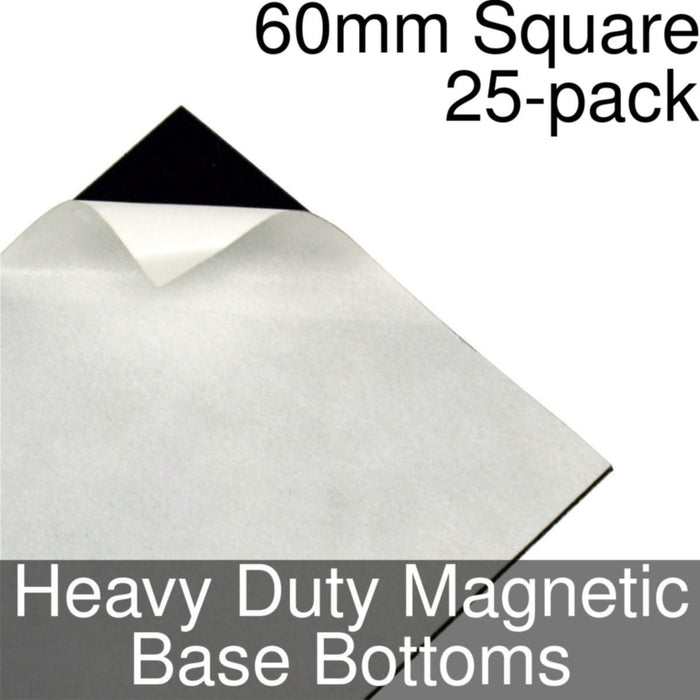 Miniature Base Bottoms, Square, 60mm, Heavy Duty Magnet (25) - LITKO Game Accessories