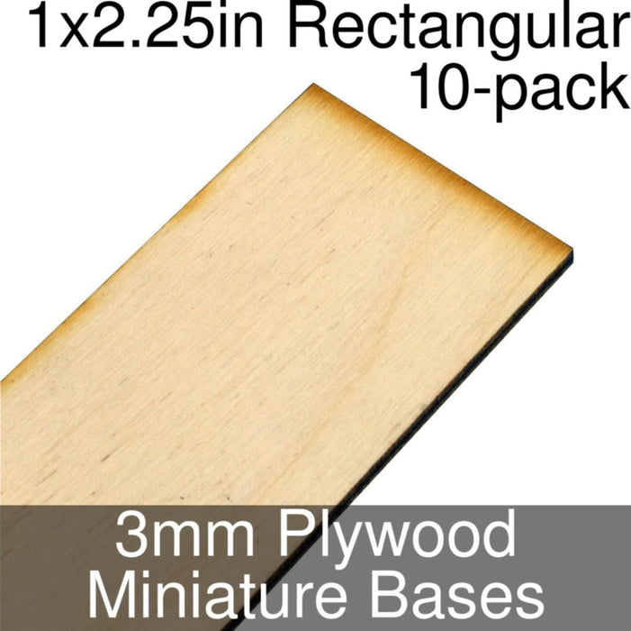 Miniature Bases, Rectangular, 1x2.25inch, 3mm Plywood (10) - LITKO Game Accessories