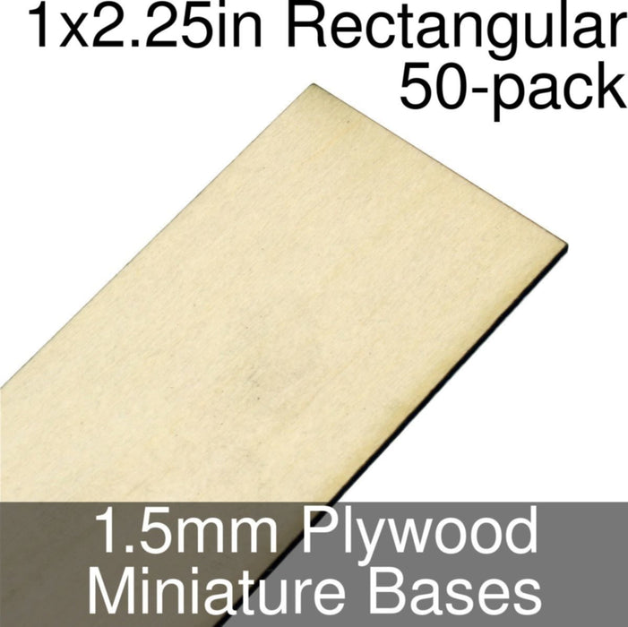 Miniature Bases, Rectangular, 1x2.25inch, 1.5mm Plywood (50) - LITKO Game Accessories