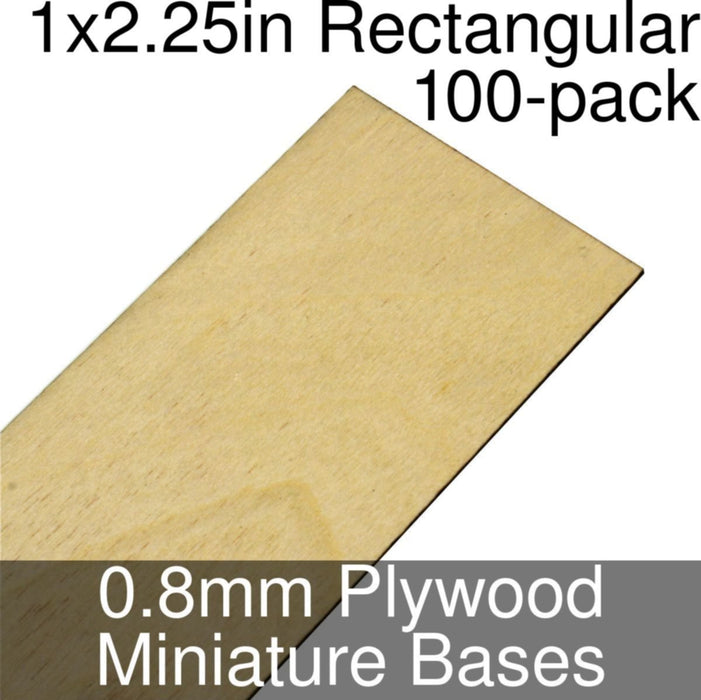 Miniature Bases, Rectangular, 1x2.25inch, 0.8mm Plywood (100) - LITKO Game Accessories