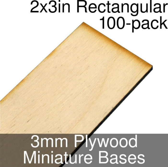 Miniature Bases, Rectangular, 2x3inch, 3mm Plywood (100)-Miniature Bases-LITKO Game Accessories