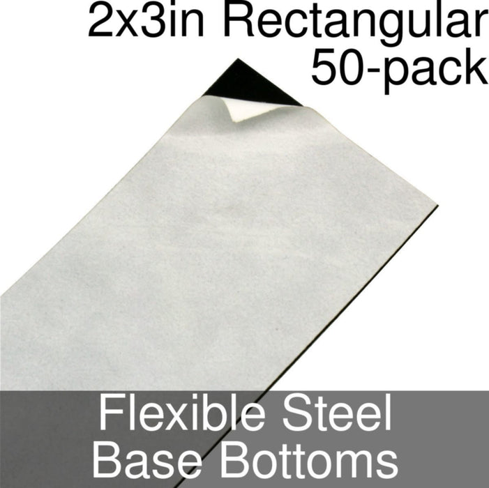 Miniature Base Bottoms, Rectangular, 2x3inch, Flexible Steel (50) - LITKO Game Accessories