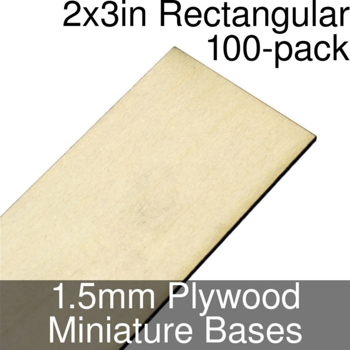 Miniature Bases, Rectangular, 2x3inch, 1.5mm Plywood (100)-Miniature Bases-LITKO Game Accessories
